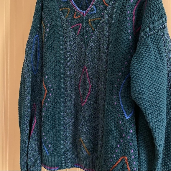 Vintage Colours By Alexander Julian Oversized Sweater Cotton Hand Knit  Size M - Picture 6 of 9